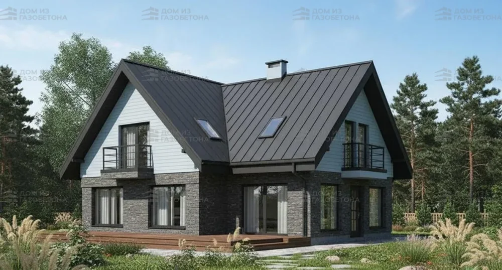 Проект Двухэтажный дом 14 на 14, 222 м2